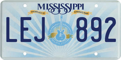 MS license plate LEJ892