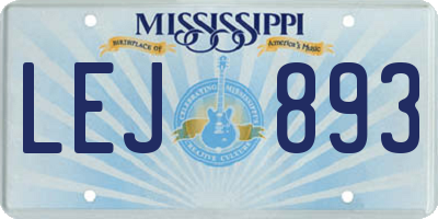 MS license plate LEJ893