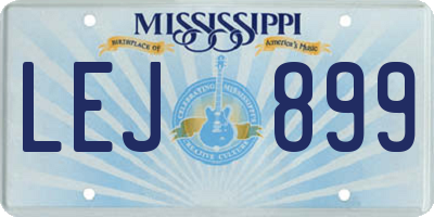 MS license plate LEJ899