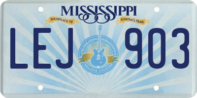 MS license plate LEJ903