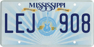 MS license plate LEJ908