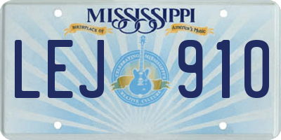 MS license plate LEJ910