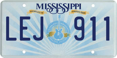 MS license plate LEJ911