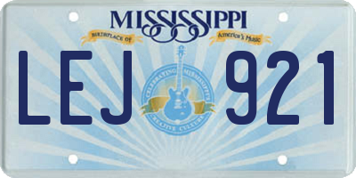 MS license plate LEJ921