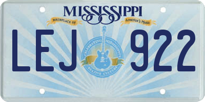 MS license plate LEJ922