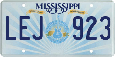 MS license plate LEJ923