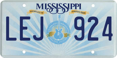 MS license plate LEJ924