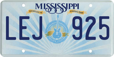 MS license plate LEJ925