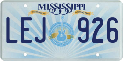 MS license plate LEJ926