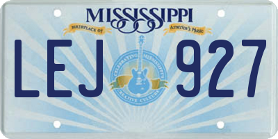MS license plate LEJ927