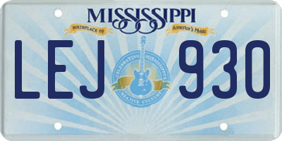 MS license plate LEJ930