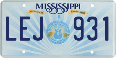MS license plate LEJ931