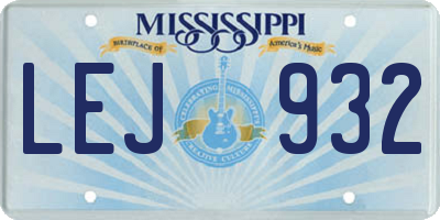 MS license plate LEJ932
