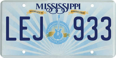 MS license plate LEJ933
