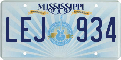 MS license plate LEJ934