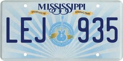 MS license plate LEJ935