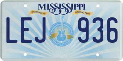 MS license plate LEJ936