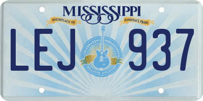 MS license plate LEJ937