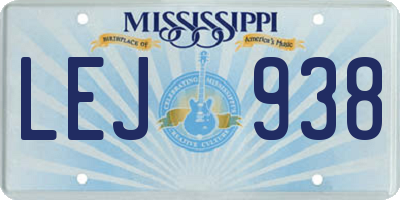 MS license plate LEJ938