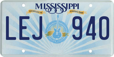 MS license plate LEJ940