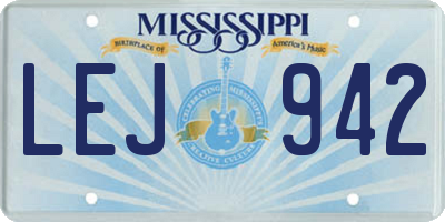 MS license plate LEJ942
