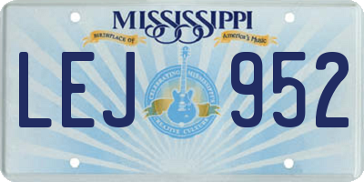 MS license plate LEJ952