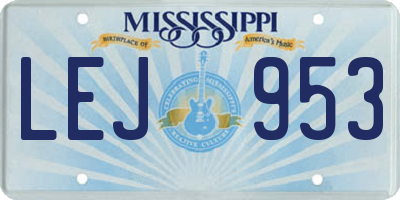 MS license plate LEJ953