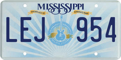 MS license plate LEJ954
