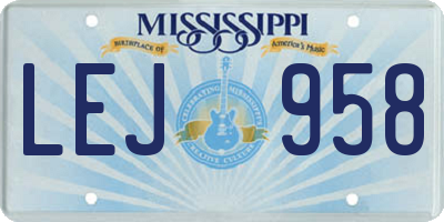 MS license plate LEJ958
