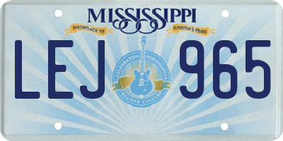 MS license plate LEJ965