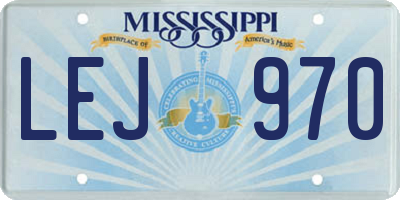 MS license plate LEJ970