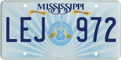 MS license plate LEJ972