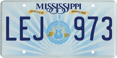 MS license plate LEJ973