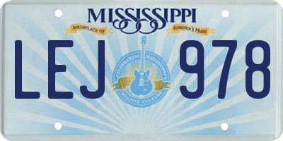 MS license plate LEJ978