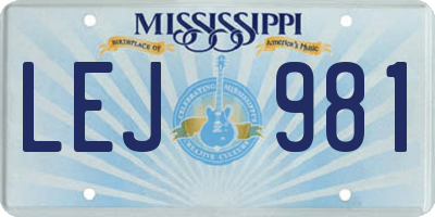 MS license plate LEJ981