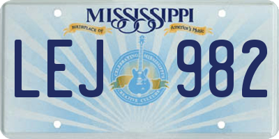 MS license plate LEJ982