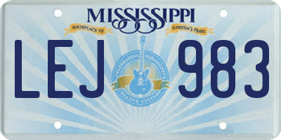MS license plate LEJ983