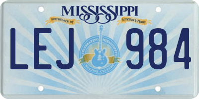 MS license plate LEJ984