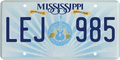 MS license plate LEJ985