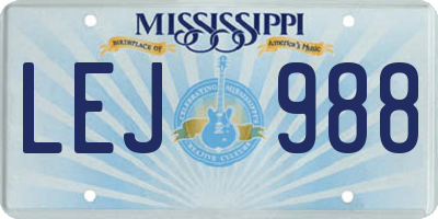 MS license plate LEJ988
