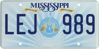 MS license plate LEJ989