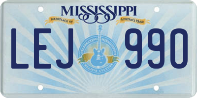 MS license plate LEJ990