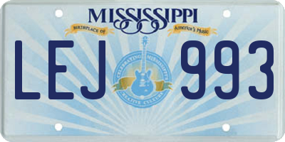 MS license plate LEJ993