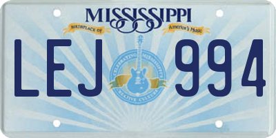 MS license plate LEJ994