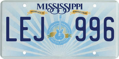 MS license plate LEJ996