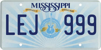 MS license plate LEJ999