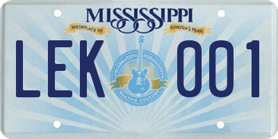 MS license plate LEK001