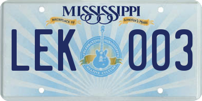 MS license plate LEK003