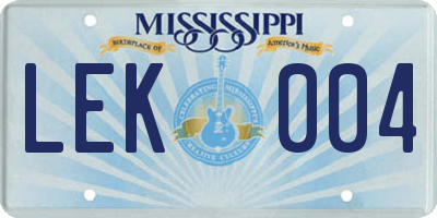 MS license plate LEK004