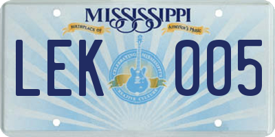 MS license plate LEK005